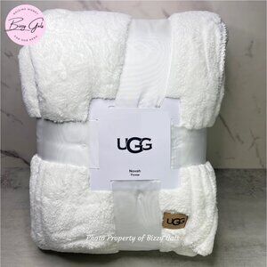 UGG Novah White Plush Throw Blanket 50x70